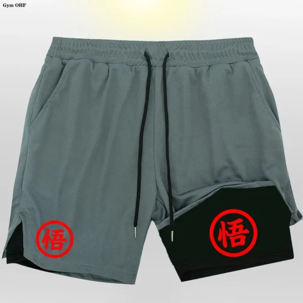 Pantalones cortos para correr hombres Fitness entrenamiento de gimnasia 2 en 1 pantalones cortos deportivos entrenamiento de secado rápido correr pantalones cortos de doble cubierta - Imagen 9
