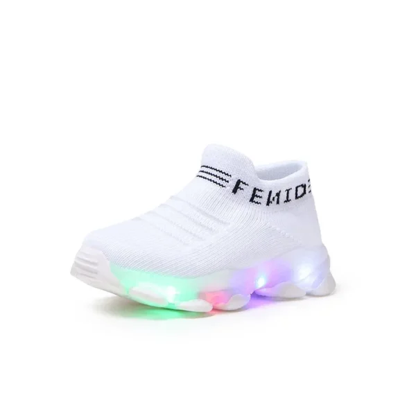Zapatillas de deporte para niños, niñas y niños, calcetines luminosos Led de malla con letras, zapatillas deportivas para correr, zapatos infantiles con luz - Imagen 5