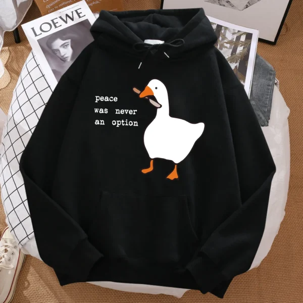 Sudadera estampada hombres calle de gran tamaño otoño con capucha Hipster sudaderas con capucha suaves Hip Hop ropa deportiva cálida La paz nunca fue una opción - Imagen 11