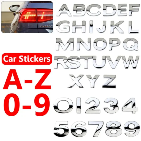 Pegatina autoadhesiva con letras y números para coche, insignia para coche, decoración con emblema, resistente al agua, calcomanía para parachoques de alta adherencia - Imagen 5