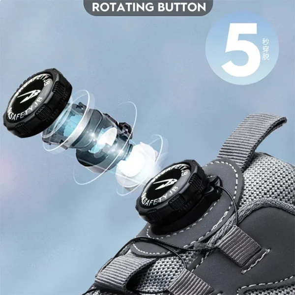 Zapatos de seguridad con botón giratorio para hombre, zapatos de trabajo antigolpes y antipinchazos, zapatos deportivos de moda para hombre, botas protectoras de seguridad para hombre - Imagen 3
