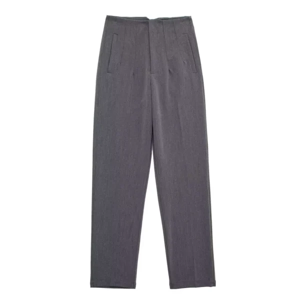 Pantalones rectos a la moda para mujer, pantalones con cremallera frontal de cintura alta, pantalones Vintage de longitud completa para mujer elegante - Imagen 39