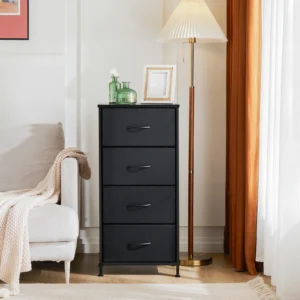 Gabinetes de tela para sala de estar de 4 capas con armario, armario de montaje con marco de acero para almacenamiento de ropa, mueble