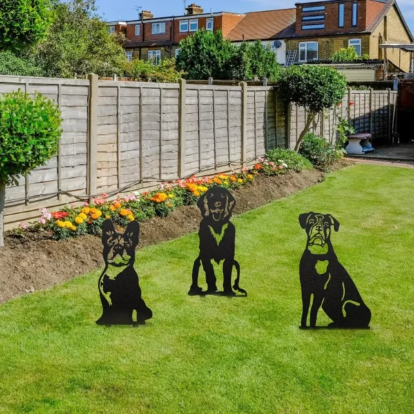 Silueta de metal para perros, decoración de silueta para cachorros de patio, adorno de silueta de Doberman/Bulldog para jardín al aire libre - Imagen 5