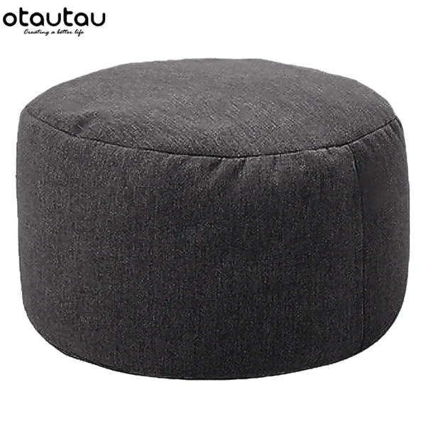 Silla tipo puf de lino con relleno, PUF otomano, taburete redondo de Tatami, futón, muebles de salón relajantes - Imagen 12