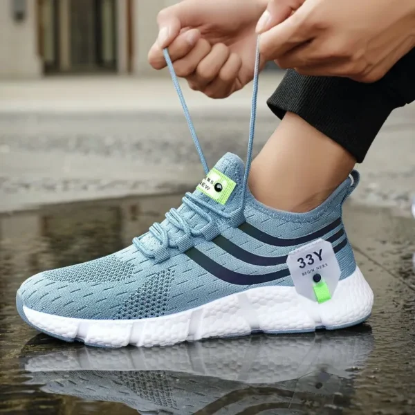 Zapatos deportivos informales para hombre, zapatillas ligeras transpirables, zapatillas de correr negras de malla para exteriores, zapatillas deportivas para correr Tenis para caminar - Imagen 7