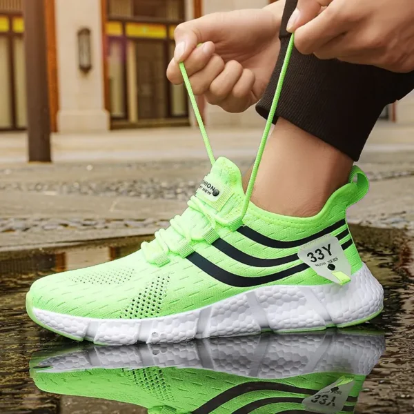 Zapatos deportivos informales para hombre, zapatillas ligeras transpirables, zapatillas de correr negras de malla para exteriores, zapatillas deportivas para correr Tenis para caminar - Imagen 8