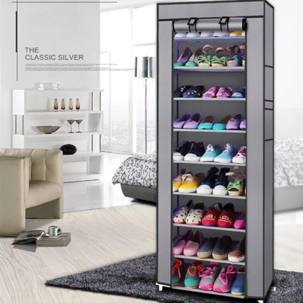 Zapatero multicapa organizador de tela no tejida, soporte para pasillo, entrada, armario ahorrador de espacio, muebles para el hogar, estante a prueba de polvo - Imagen 2