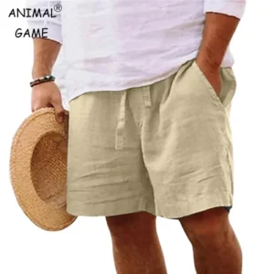 Pantalones cortos de lino para hombre, Shorts ligeros de algodón para gimnasio, playa, Fitness, deporte, transpirables, Verano