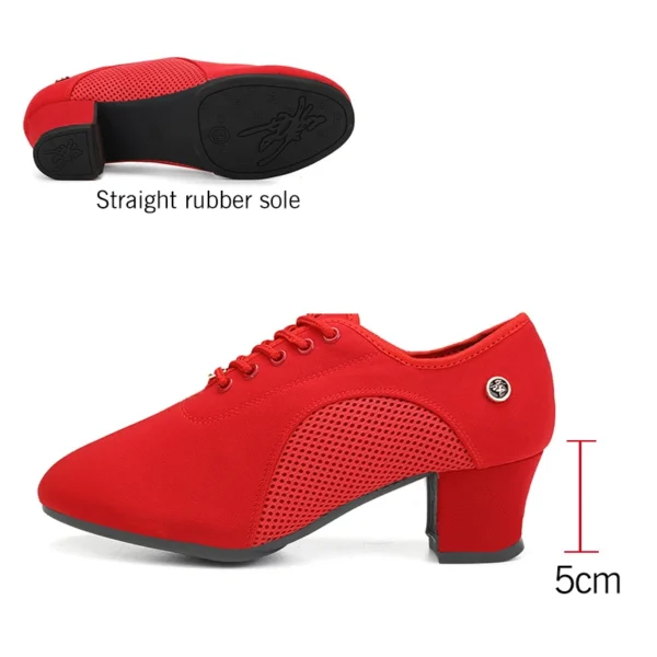 Zapatos de baile de salón latino para mujer con cordones práctica punta cerrada zapatos de baile modernos para enseñanza de baile de Salsa - Imagen 20