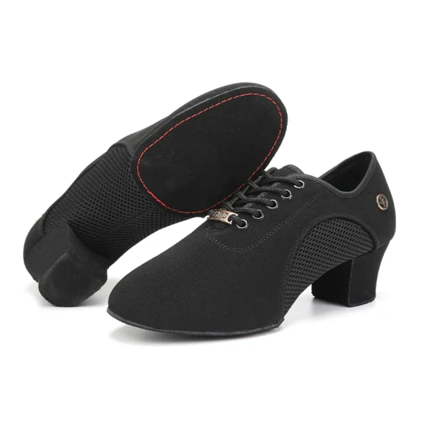 Zapatos de baile de salón latino para mujer con cordones práctica punta cerrada zapatos de baile modernos para enseñanza de baile de Salsa - Imagen 3