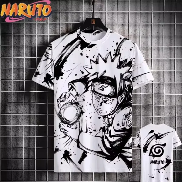 Camiseta MINISO Naruto para hombre, camisetas de manga corta informales con estampado 3D de Anime japonés, ropa de calle de gran tamaño, camisetas de dibujos animados a la moda - Imagen 10