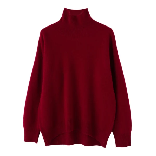 Suéter rojo de lana, jerséis informales holgados con cuello alto, prendas de vestir exteriores suaves de gran tamaño para invierno A 1103002 B B B WinvyNee-ropa de mujer - Imagen 4