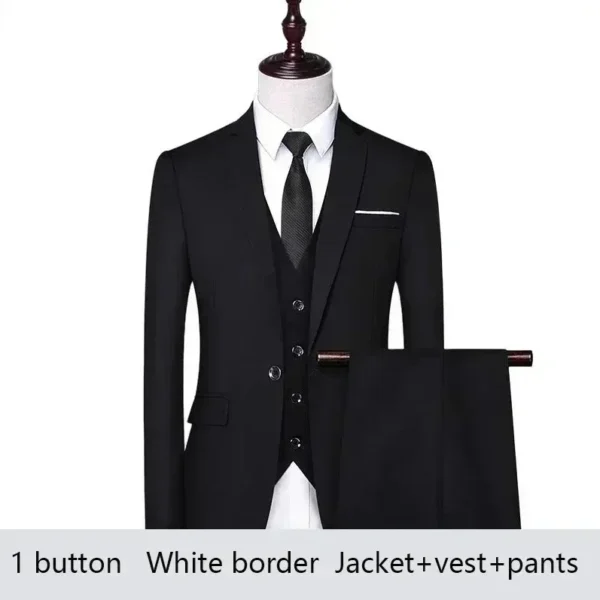 Trajes de boda para hombre, conjunto de 3 piezas, 2 trajes, chaquetas elegantes de alta calidad, chaleco, pantalones, Blazers, ropa Formal clásica de lujo 2024 - Imagen 7