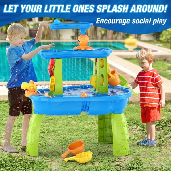 Mesa de agua y arena para niños, juguetes de playa para niños, juego de jardín al aire libre, playa de verano, bricolaje, juguete interactivo para padres e hijos - Imagen 5