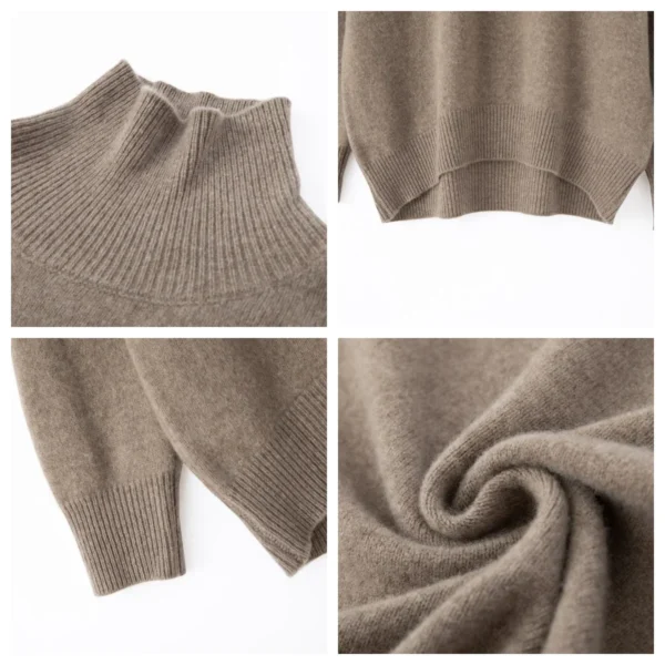 Suéter rojo de lana, jerséis informales holgados con cuello alto, prendas de vestir exteriores suaves de gran tamaño para invierno A 1103002 B B B WinvyNee-ropa de mujer - Imagen 5