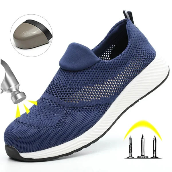 Zapatillas de trabajo ligeras de malla de verano, zapatos de seguridad con punta de acero para hombres y mujeres, zapatos de construcción transpirables, botas de trabajo, calzado - Imagen 2