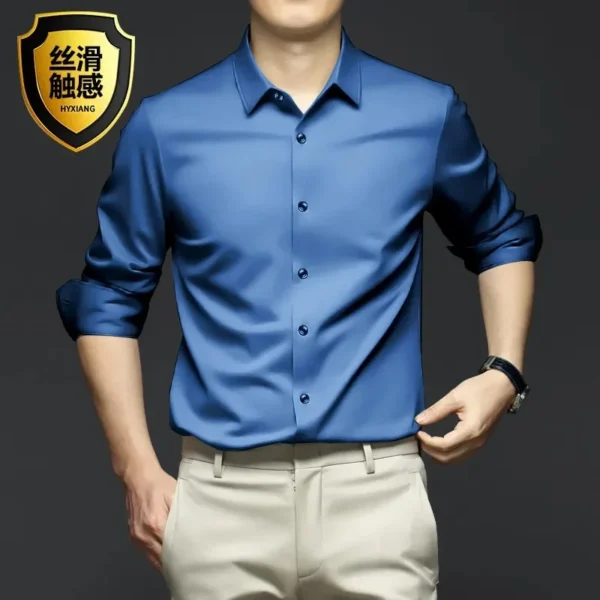 Camisa de manga larga para hombre, vestido de negocios resistente a las arrugas, sin hierro, traje informal profesional de alta gama, camisa blanca, S-5XL - Imagen 10