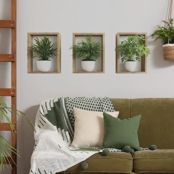 Pegatina de pared con diseño de plantas, pegatina de pared con patrón de maceta, decoración de pared de fondo y embellecimiento, accesorios para el hogar 3 uds - Imagen 6
