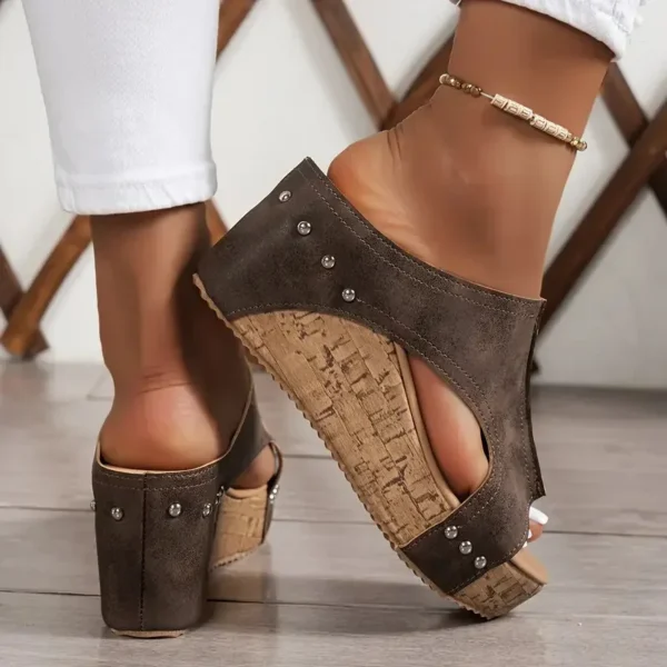 Sandalias de mujer, sandalias informales de lujo para mujer, sandalias romanas con plataforma abierta, sandalias de diseñador, novedad de verano 2025, zapatos de cuña Retro para mujer - Imagen 2