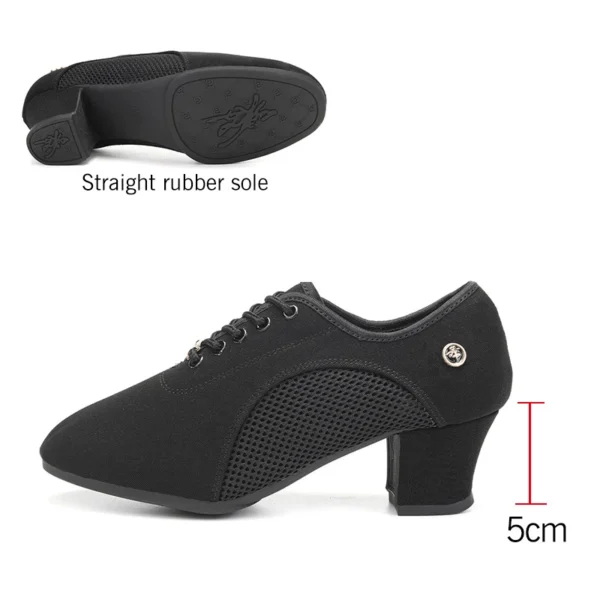 Zapatos de baile de salón latino para mujer con cordones práctica punta cerrada zapatos de baile modernos para enseñanza de baile de Salsa - Imagen 18