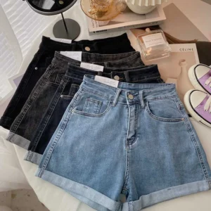 Pantalones vaqueros de cintura alta de talla grande para mujer, pantalón informal, versátil, a la moda, línea A, Material de algodón, estilo cilindro recto