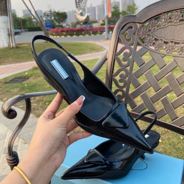 Zapatillas de cuero para mujer, zapatos de tacón alto, zapatos de tacón para fiesta, sandalias de verano para mujer, sandalias con talón descubierto para mujer - Imagen 4