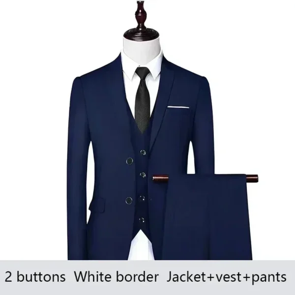 Trajes de boda para hombre, conjunto de 3 piezas, 2 trajes, chaquetas elegantes de alta calidad, chaleco, pantalones, Blazers, ropa Formal clásica de lujo 2024 - Imagen 12