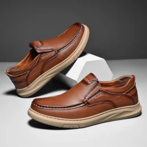 Zapatos de cuero de vaca de capa superior para hombre, zapatos informales para primavera y verano, suela suave, cómodos zapatos de conducción de cuero genuino para hombre