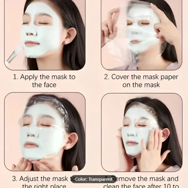 Mascarilla Facial película de papel envoltura de plástico Facial desechable para salones de belleza mascarilla Facial transparente herramientas para el cuidado de la piel 500/100 Uds - Imagen 6