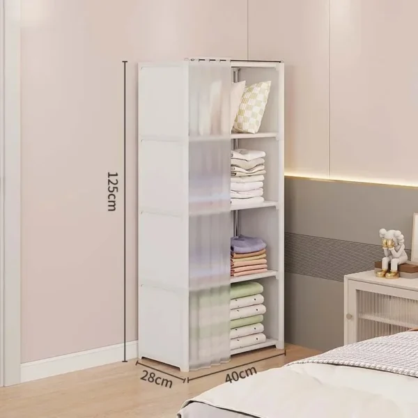 Armario a prueba de polvo, estante de almacenamiento multicapa, gabinete de almacenamiento, muebles multicapa DIY, cortinas, armario organizador de ropa portátil - Imagen 13