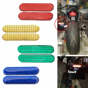 Pegatina reflectante para motocicleta y coche, tiras de cinta reflectante de advertencia, lámpara nocturna roja, verde, amarilla y azul, pegatinas de marca de alarma 2 uds