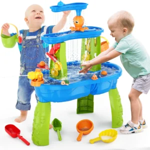 Mesa de agua y arena para niños, juguetes de playa para niños, juego de jardín al aire libre, playa de verano, bricolaje, juguete interactivo para padres e hijos