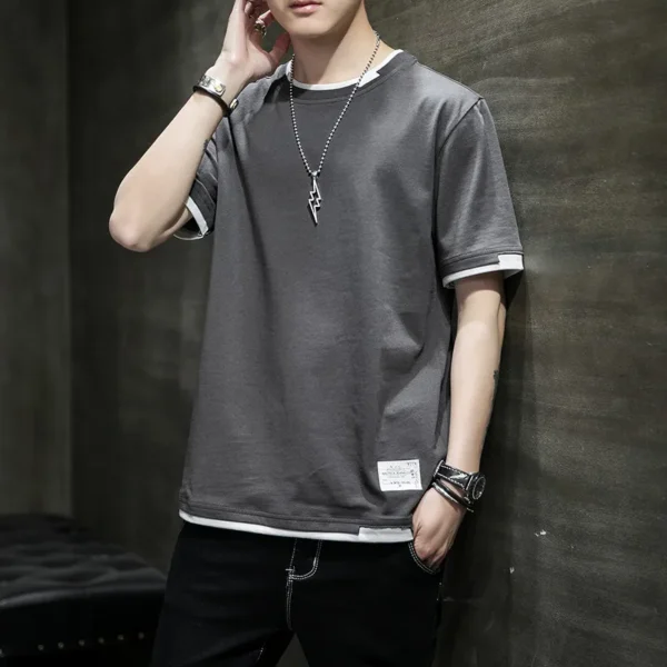 Camiseta informal para hombre, camiseta informal de algodón puro transpirable a la moda de manga corta de diseño de alta calidad para hombre - Imagen 10