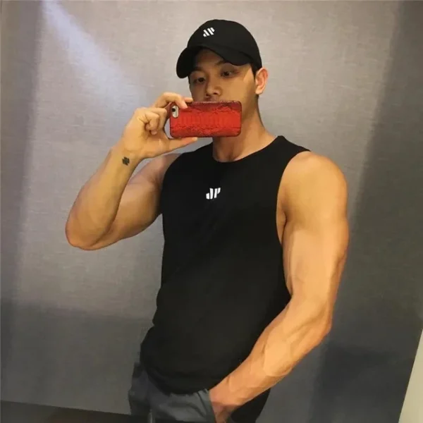 Camiseta sin mangas para gimnasio y fitness para hombre, camiseta sin mangas para Fitness, chaleco deportivo transpirable de malla para hombre, camiseta interior para gimnasio, chaleco para correr para hombre - Imagen 14