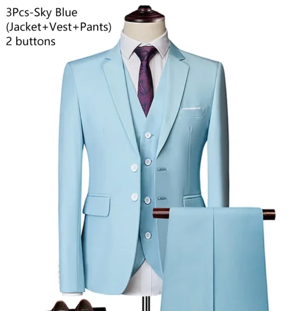 Trajes de hombre para boda, 3 piezas, conjunto elegante de 2 trajes, Blazers, chaquetas clásicas de negocios de lujo a la moda, chaleco, pantalones, ropa Formal 2024 - Imagen 29
