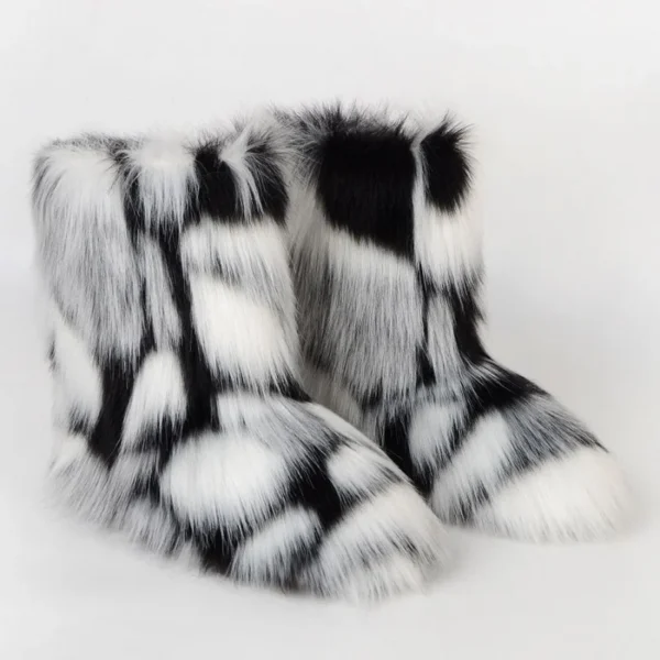 Botas mullidas a media pantorrilla Botas de nieve de moda para mujer de invierno Zapatos cálidos de algodón - Imagen 9