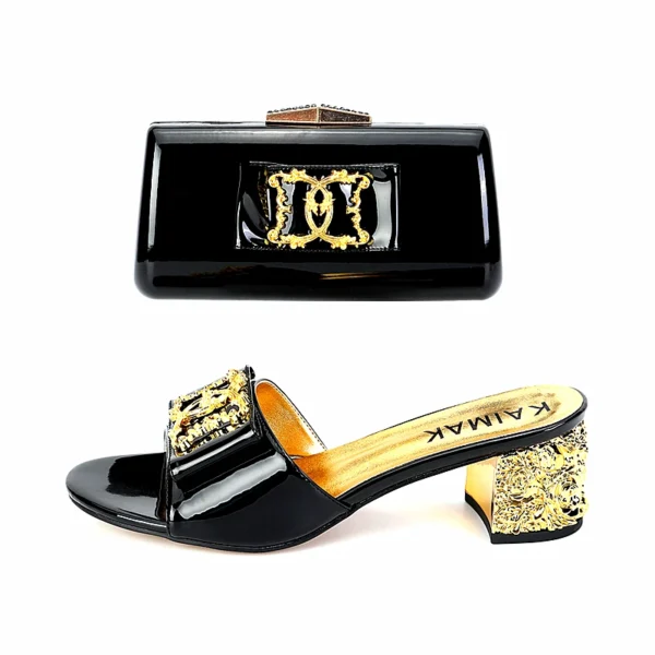 Zapatos italianos de alta calidad de lujo a la moda, traje de verano para mujer, zapatillas de talla grande 35 a 43, zapatos de tacón dorados y negros para fiesta de boda - Imagen 15