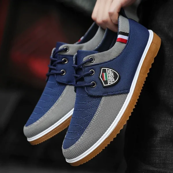 Zapatos de lona de verano para hombre, zapatos planos ligeros informales de malla transpirable, zapatos vulcanizados, zapatillas clásicas con cordones 2025 para hombre - Imagen 9