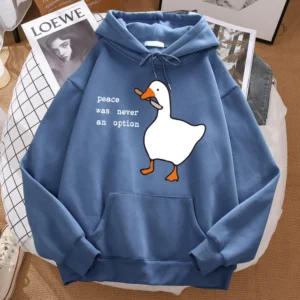 Sudadera estampada hombres calle de gran tamaño otoño con capucha Hipster sudaderas con capucha suaves Hip Hop ropa deportiva cálida La paz nunca fue una opción
