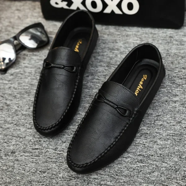 Mocasines para hombre, zapatos planos casuales cómodos, mocasines transpirables para hombre, zapatos de conducción de cuero suave sin cordones 2023 - Imagen 5