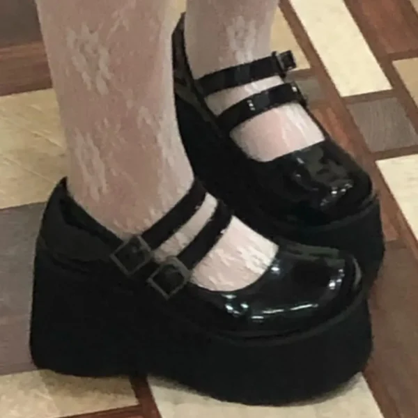 Zapatos de tacón Mary Jane bonitos de Lolita para mujer, cuñas de plataforma, tacones altos, zapatos de tacón para mujer, zapatos Punk góticos dulces para mujer - Imagen 6