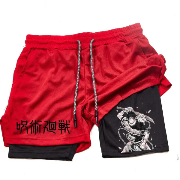 Pantalones cortos deportivos con estampado de Toji para hombre, Shorts deportivos informales de entrenamiento, malla para correr, 2 en 1 - Imagen 18