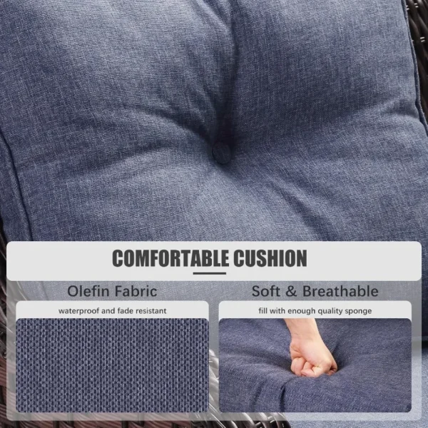 Juego de muebles para Patio exterior de 6 piezas, juegos de sillas basculantes giratorias seccionales de mimbre, sillas planeadoras giratorias y mesa de centro - Imagen 4