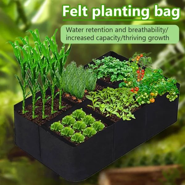 Bolsa para plantar jardín, bolsa de cultivo de fieltro multigiro, maceta rectangular para plantar vivero, vegetales, tomates, patatas, contenedor para plantar plantas - Imagen 2