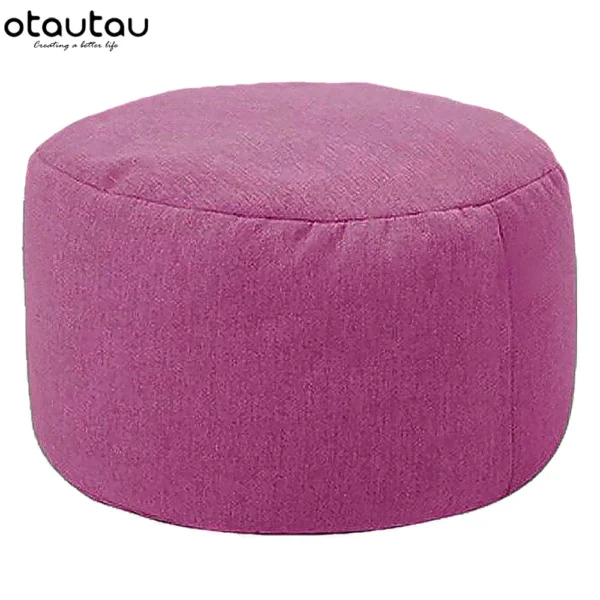 Silla tipo puf de lino con relleno, PUF otomano, taburete redondo de Tatami, futón, muebles de salón relajantes - Imagen 7