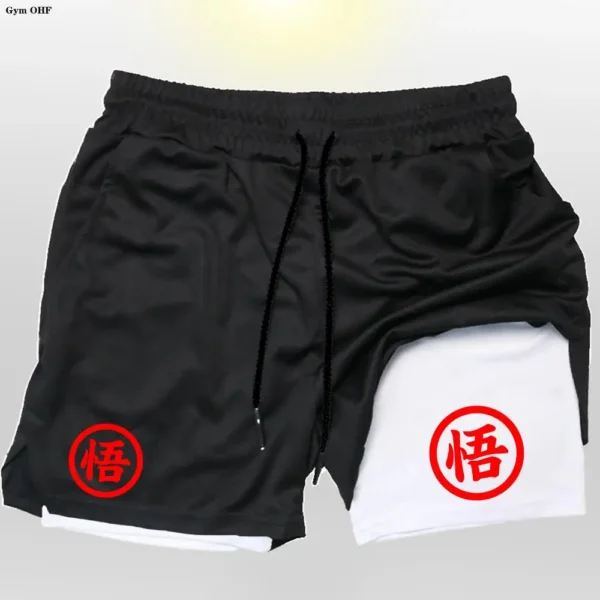 Pantalones cortos para correr hombres Fitness entrenamiento de gimnasia 2 en 1 pantalones cortos deportivos entrenamiento de secado rápido correr pantalones cortos de doble cubierta - Imagen 15