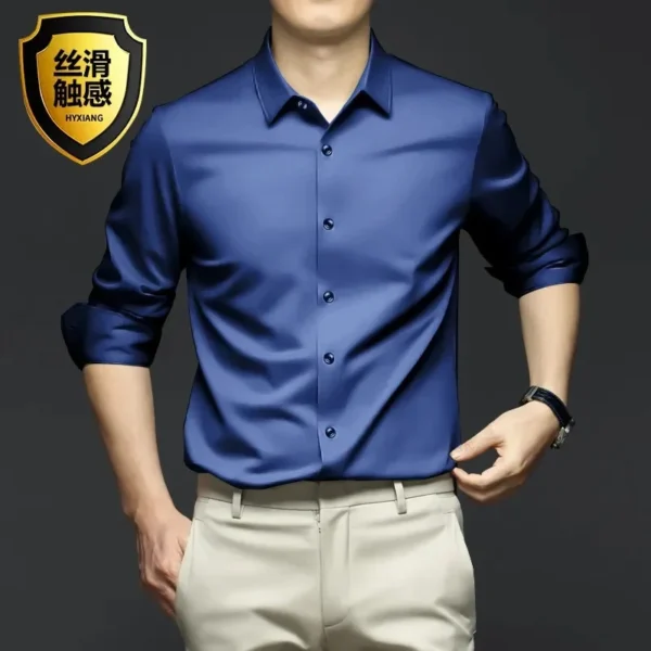 Camisa de manga larga para hombre, vestido de negocios resistente a las arrugas, sin hierro, traje informal profesional de alta gama, camisa blanca, S-5XL - Imagen 11