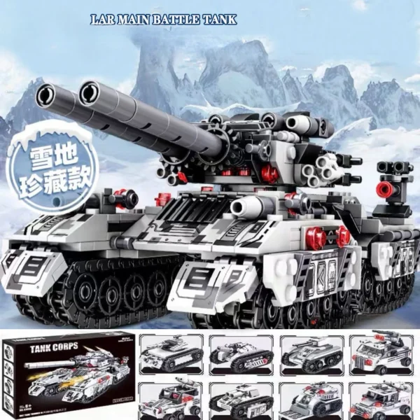 Nuevo tanque de vehículo militar de la Segunda Guerra Mundial 8 en 1, modelo de camión de avión, bloques de construcción DIY, juguetes de construcción para niños, regalos para niños y adultos