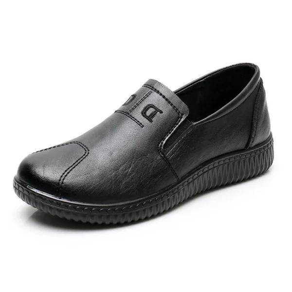 Zapatos de cuero para mamá para mujer, cómodos mocasines negros para primavera y verano, zapatos planos perezosos de suela blanda para madre y mujer - Imagen 8